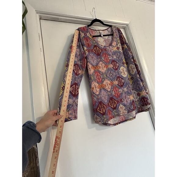 Lularoe Long Sleeve Tunic Shirt XL Stretchy Multicolor Geometric Preloved - Picture 3 of 7